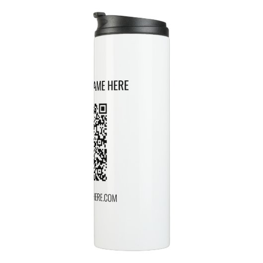 QR-code en aangepaste tekst Professional Modern Thermosbeker (Geroteerd rechts)