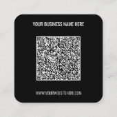 QR-code en aangepaste tekst professionele visiteka Vierkante Visitekaartje (Achterkant)