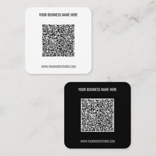 QR-code en aangepaste tekst professionele visiteka Vierkante Visitekaartje (Voorkant / Achterkant)