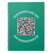 QR-code en aangepaste tekst promotioneel modern Notitieboek (Voorkant)