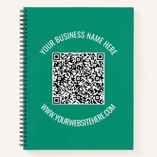 QR-code en aangepaste tekst promotioneel modern Notitieboek (Voorkant)