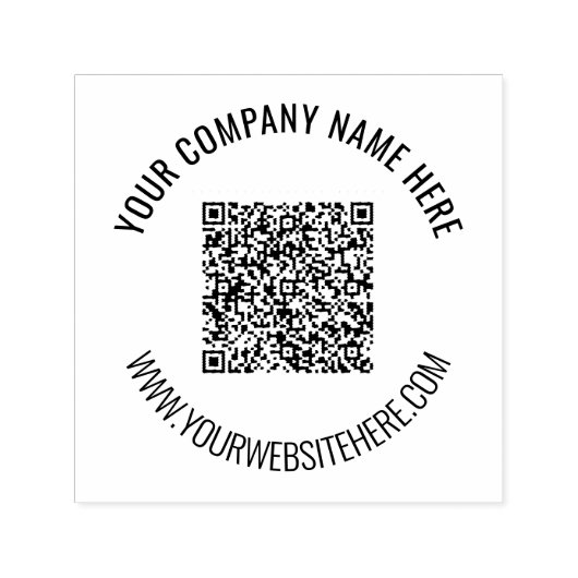 QR-code en aangepaste tekst ronde ontwerpstempel Zelfinktende Stempel (Design)