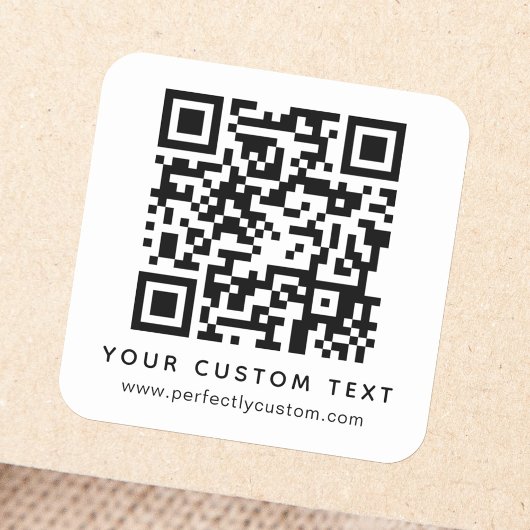 QR-code en aangepaste tekst Square Sticker