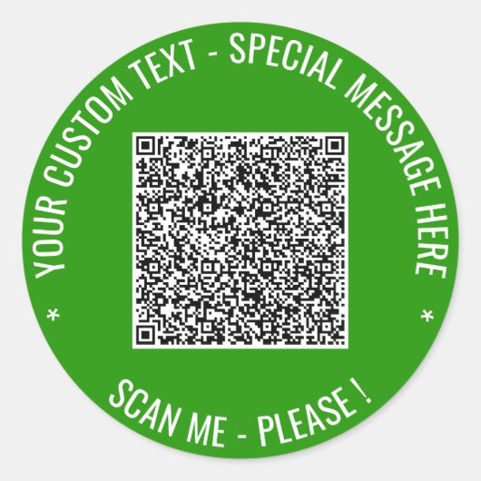 QR-code en aangepaste tekst sticker uw kleuren (Voorkant)