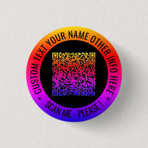 QR-code en aangepaste tekst Uw gepersonaliseerde B Ronde Button 3,2 Cm