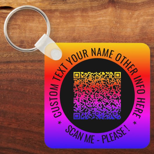 QR-code en aangepaste tekst Uw gepersonaliseerde S Sleutelhanger (Voorkant)