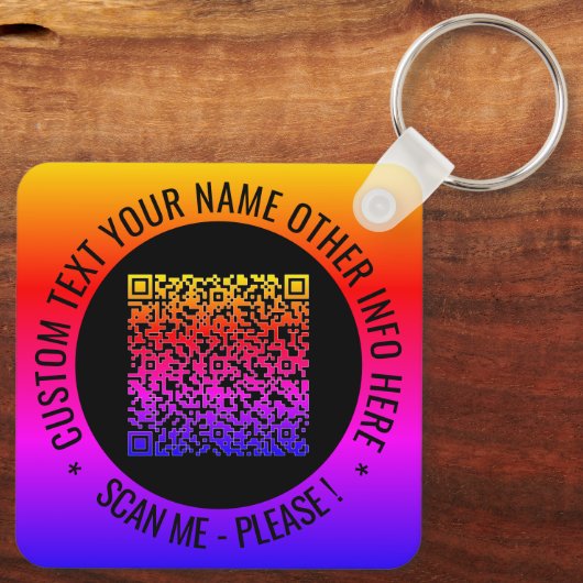 QR-code en aangepaste tekst Uw gepersonaliseerde S Sleutelhanger (Achterkant)