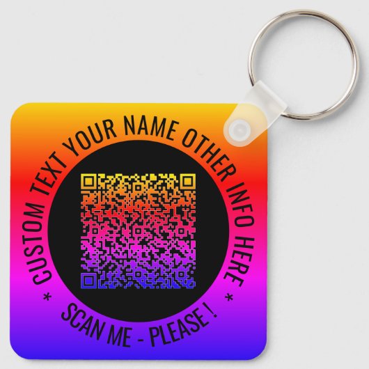 QR-code en aangepaste tekst Uw gepersonaliseerde S Sleutelhanger (Achterkant)