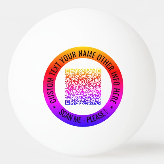 QR Code en Aangepaste Tekst Uw Ping Pong Ball (Voorkant)