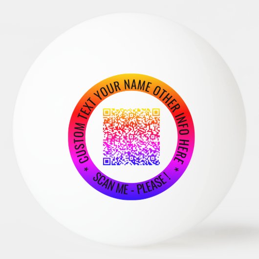 QR Code en Aangepaste Tekst Uw Ping Pong Ball (Achterkant)