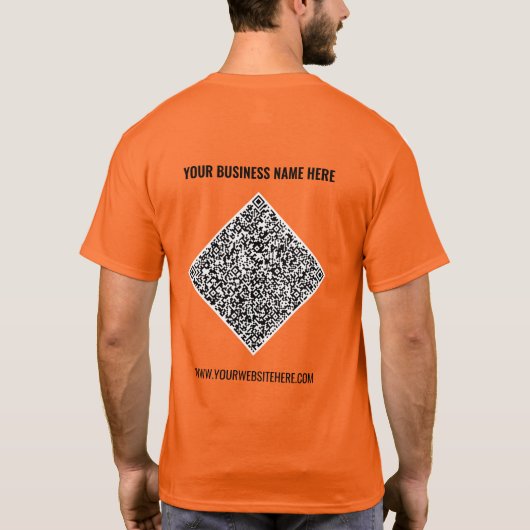 QR-code en aangepaste tekst uw zakelijke T-shirt (Achterkant)