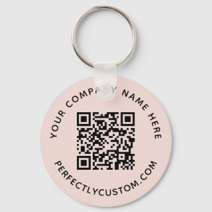 QR-code en aangepaste tekst: wazig roze Sleutelhanger