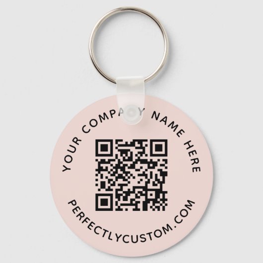 QR-code en aangepaste tekst: wazig roze Sleutelhanger (Voorkant)