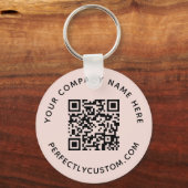 QR-code en aangepaste tekst: wazig roze Sleutelhanger (Voorkant)