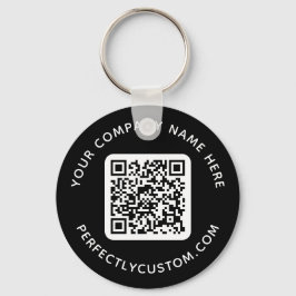 QR-code en aangepaste tekst zwart rond Sleutelhanger