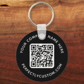 QR-code en aangepaste tekst zwart rond Sleutelhanger (Voorkant)