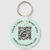 QR-code en aangepaste tekstlichtmunt groen Sleutelhanger (Voorkant)