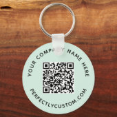 QR-code en aangepaste tekstlichtmunt groen Sleutelhanger (Voorkant)