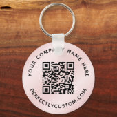 QR-code en aangepaste tekstlichtroze verzadigingsv Sleutelhanger (Voorkant)