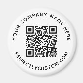 QR-code en aangepaste tekstronde Magneet (Voorkant)