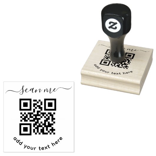 QR-code en aangepaste tekstronde Rubberstempel (Gestempeld)