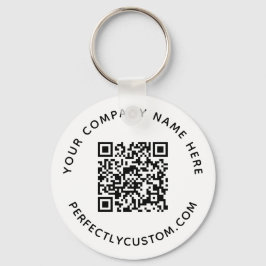 QR-code en aangepaste tekstronde Sleutelhanger