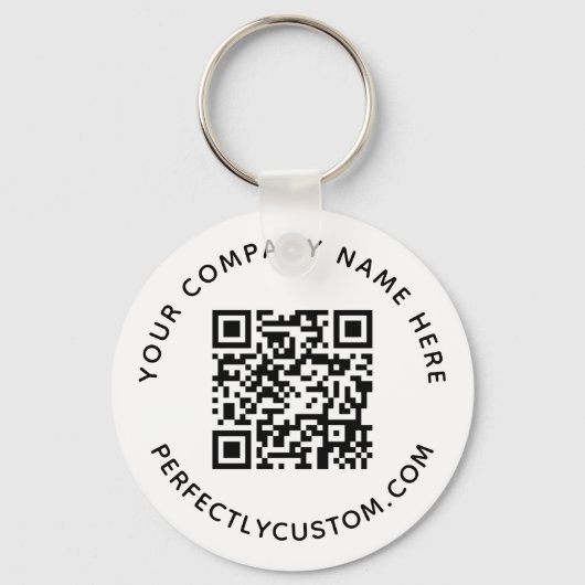 QR-code en aangepaste tekstronde Sleutelhanger (Voorkant)