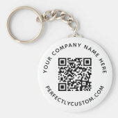 QR-code en aangepaste tekstronde Sleutelhanger (Voorkant)