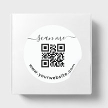 QR-code en aangepaste tekstronde-Sticker