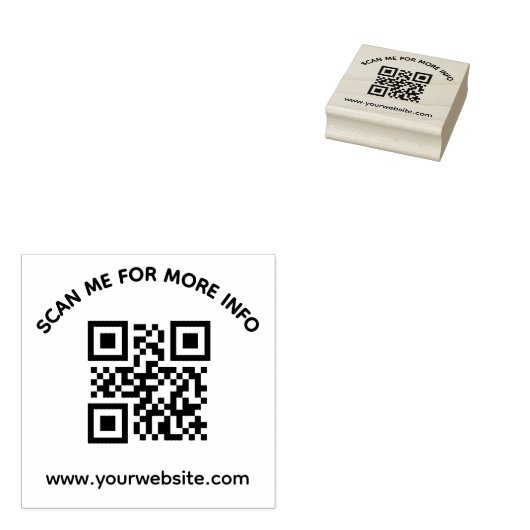 QR-code en aangepaste tekstronde-Sticker Rubberstempel (Gestempeld)
