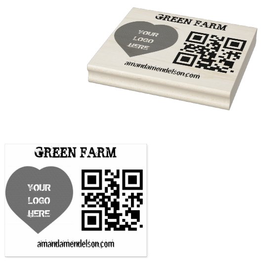 Qr code en bedrijf logo rubberstempel (Gestempeld)