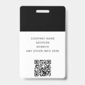 QR-code en bedrijfs-Logo Black Photo Employee ID Badge (Achterkant)