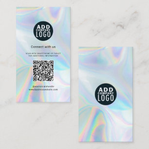 QR-code en bedrijfslogo holografisch elegant Visitekaartje