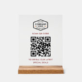 QR-code en bedrijfslogo minimalistisch Acryl Bord (Voorkant)