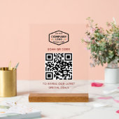 QR-code en bedrijfslogo minimalistisch Acryl Bord (Huwelijk)