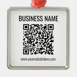 QR-code en bedrijfsnaam Metalen Ornament