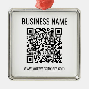 QR-code en bedrijfsnaam Metalen Ornament