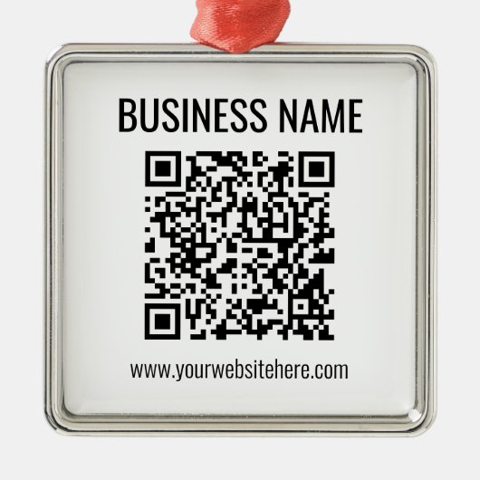 QR-code en bedrijfsnaam Metalen Ornament (Voorkant)