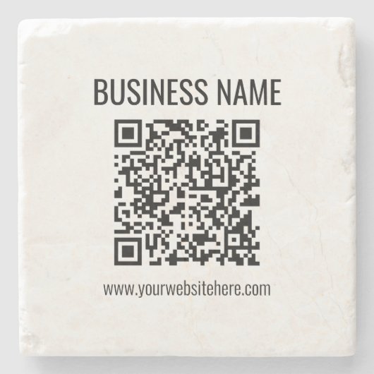  QR-code en bedrijfsnaam Stenen Onderzetter (Voorkant)
