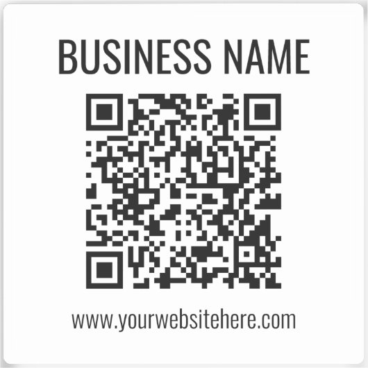QR-code en bedrijfsnaam Sticker (Voorkant)