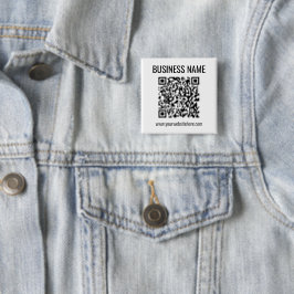 QR-code en bedrijfsnaam Vierkante Button 5,1 Cm