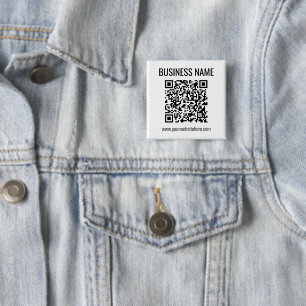 QR-code en bedrijfsnaam Vierkante Button 5,1 Cm