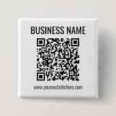 QR-code en bedrijfsnaam Vierkante Button 5,1 Cm (Voorkant)