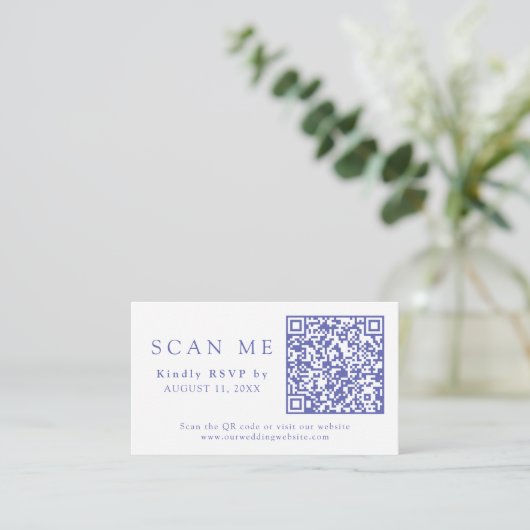 QR-code en bruiloft Website Periwinkle Wedding RSV Informatiekaartje (Staand voorkant)