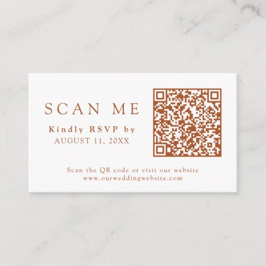 QR-code en bruiloft Website verbrand Orang Wedding Informatiekaartje (Voorkant)