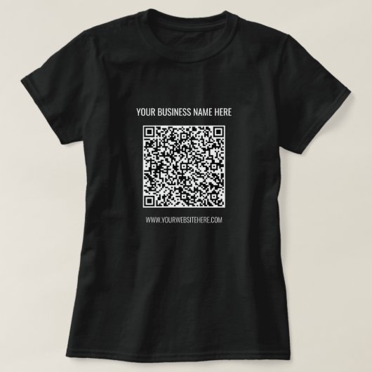 QR Code en Business Info Professional T-Shirt (Design voorkant)
