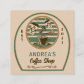 QR Code en Custom Logo Chic  Coffee Shop Vierkante Visitekaartje (Voorkant)