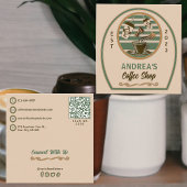 QR Code en Custom Logo Chic  Coffee Shop Vierkante Visitekaartje