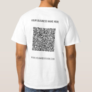 QR Code en Custom Text Business Promo T-Shirt