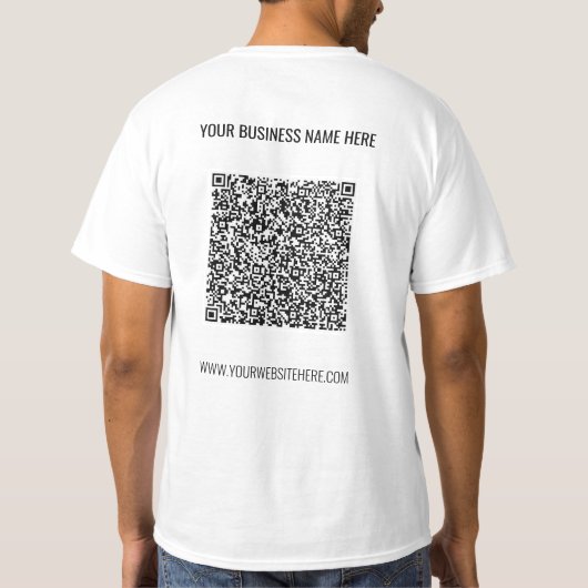 QR Code en Custom Text Business Promo T-Shirt (Achterkant)
